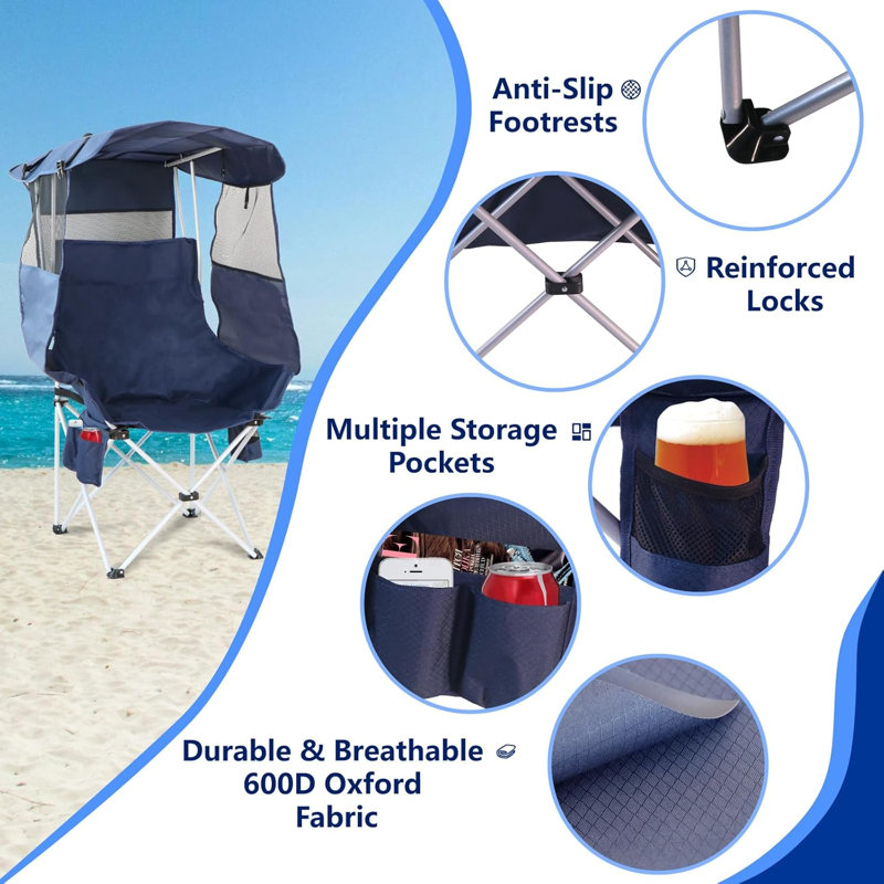 Folding Camping Chairs Canopy Outdoor: Sports Portable Beach Chair