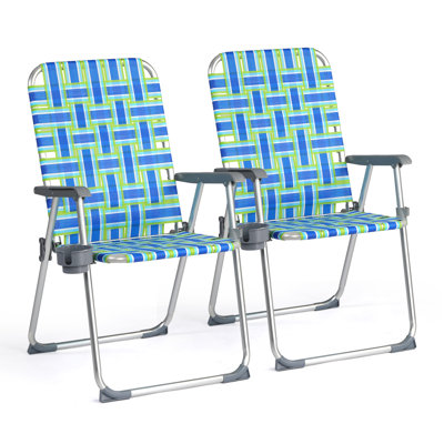 1 PCS Blue Aluminum Folding Beach Chair by Arlmont & Co.
