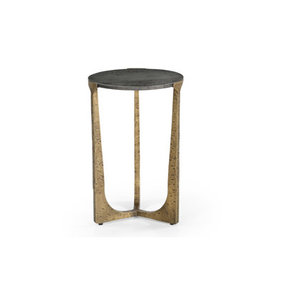 Amara Modern Hammered Metal Accent Table with Antique Brass Base