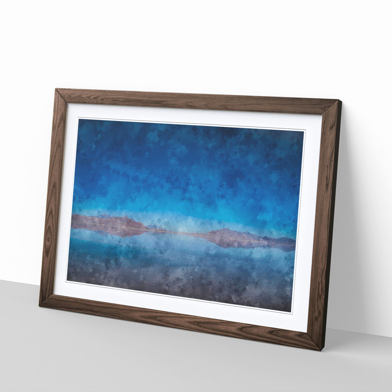 The Great Salt Lake in Utah 1 Piece Single Picture Frame Painting on MDF, 24cm H x 33cm W x 2cm D, Walnut