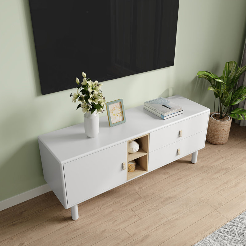 Meuble télé multifonctionnel pour salon moderne, Blanc