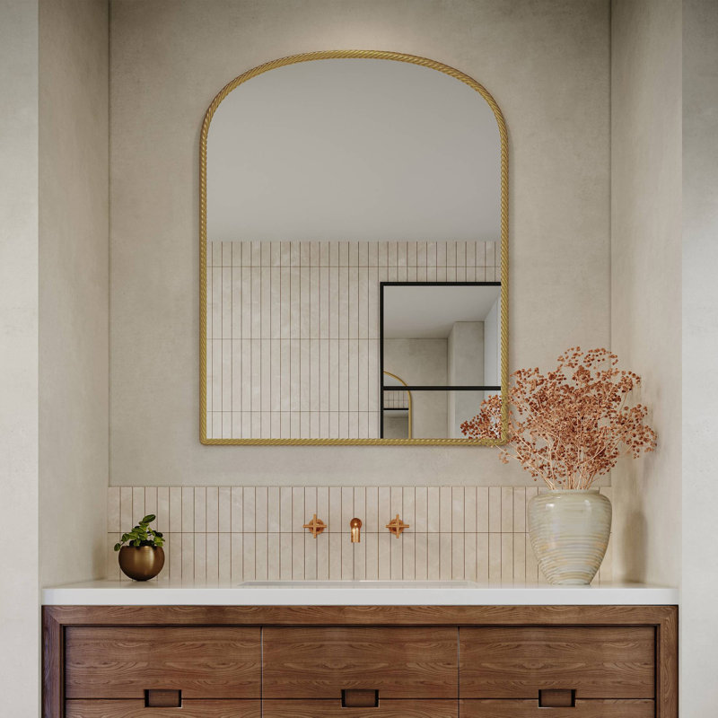 Miroir de salle de bain mural, Or, 40 po x 34 po