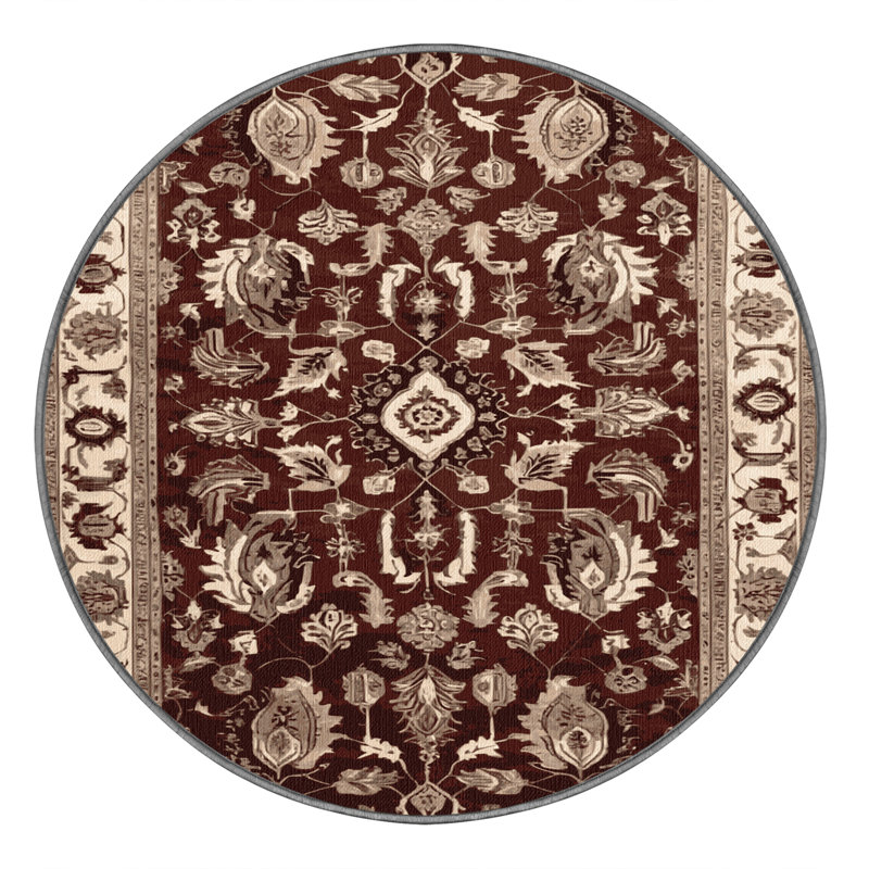 Machine Washable Persian Gray Area Rug, Round 3'