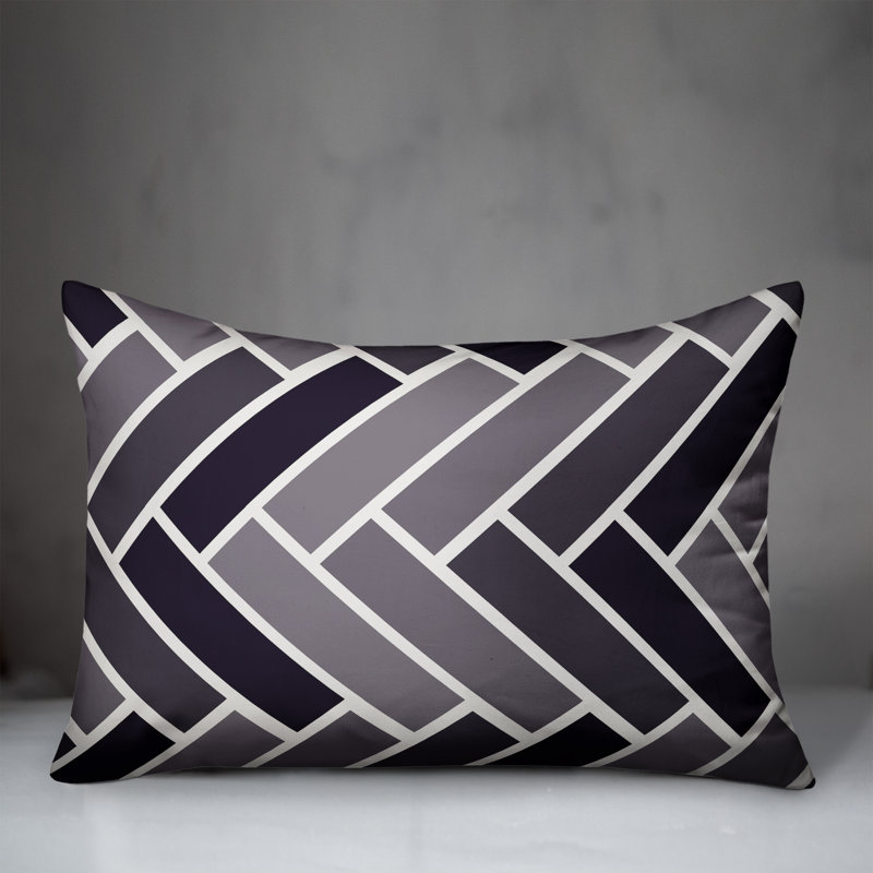 Outdoor Reversible Throw Pillow, Navy, Geometric 2