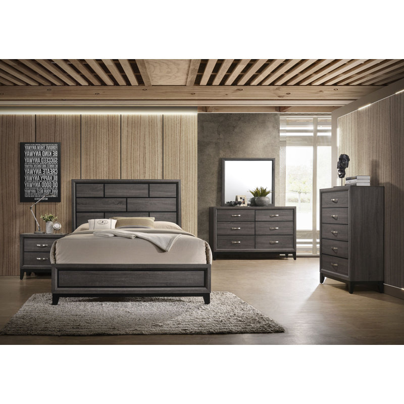 Ensemble de chambre à coucher à panneau 4-1 Yadier, Craie, Simple, Oui