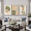 «Mid Century Modern Boho», feuille organique tropicale organique, images chaudes abstraites neutres, impression sur toile encadrée, 3 pièces-79731284-79731282