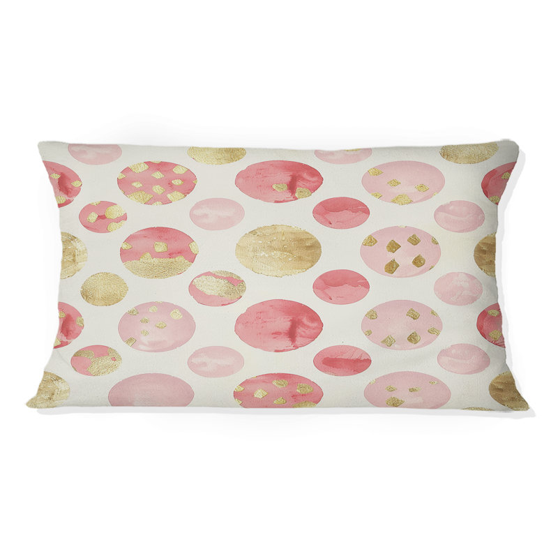 Glam Poka Dots - Coussin lombaire Glam, Or / rose