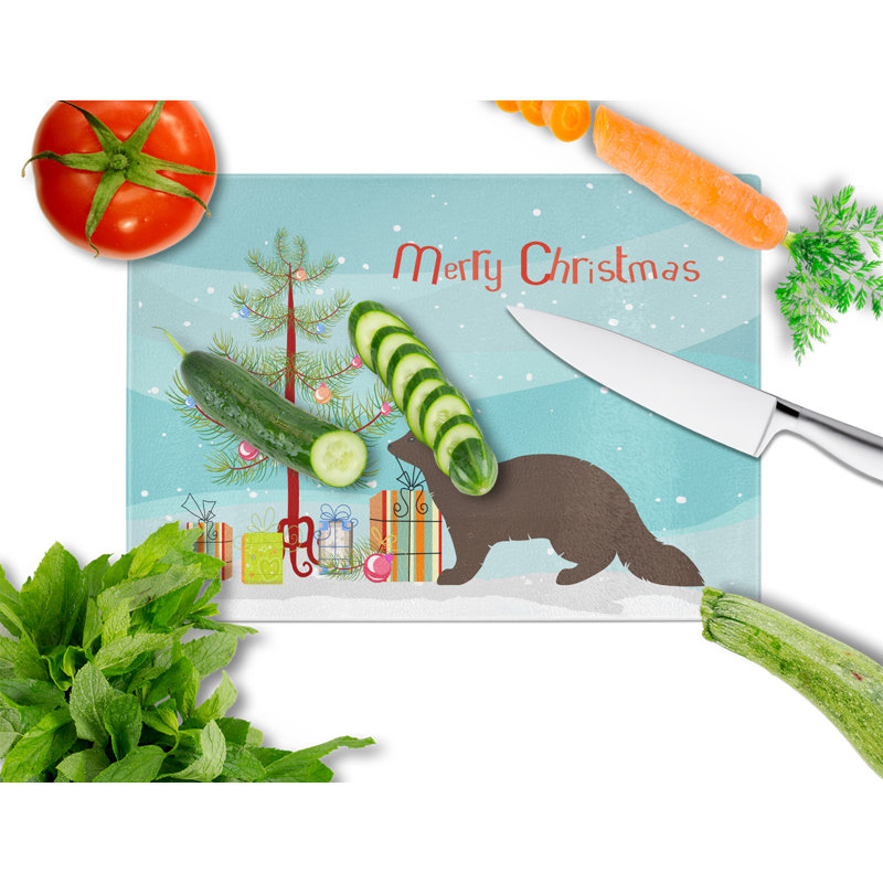 Planche à découper de noël sable marten en verre trempé caroline