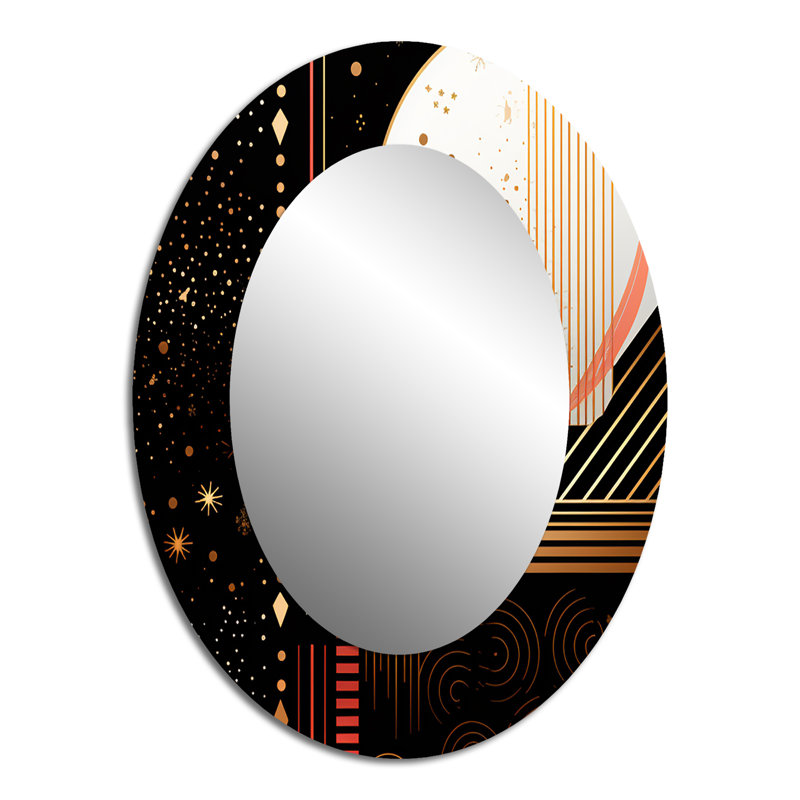 Miroir mural doré à motif géométrique Golden Moon, 40 po x 30 po