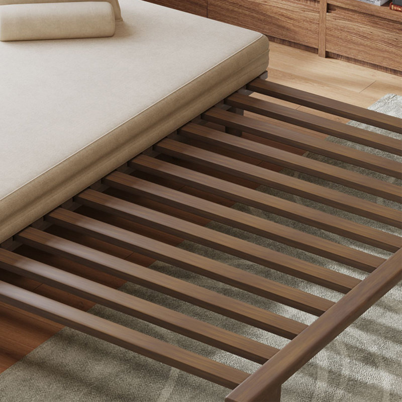 Canapé-lit standard beige et brun en coton et lin et bois massif, H 16,93 po x l 70,87 po x P 41,73 po