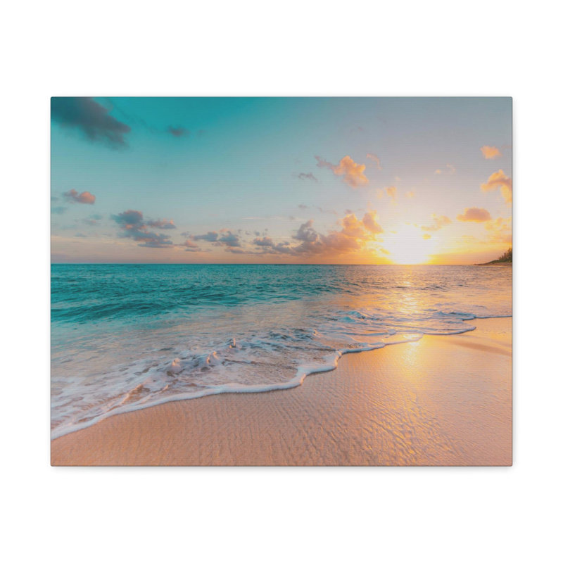 «Beach Blue Sky Daylight Ocean», art mural sur toile, H 12 po x l 18 po