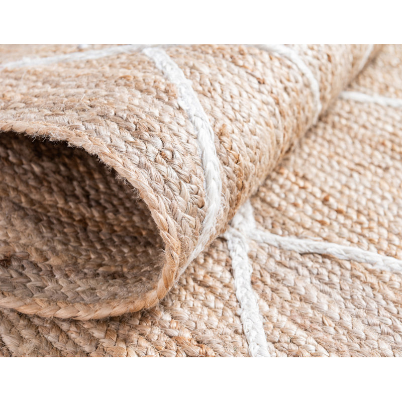 Tapis en jute / sisal naturel / ivoire tressé à la main Nalley, Rectangle 5 pi 1 po x 8 pi