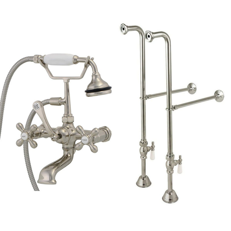 Floor Tub Spout with Diverter, Silver