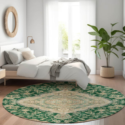 Machine Washable Indoor/Outdoor Cicel ACN1151 Emerald Rug