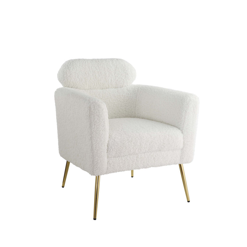Accent Chair, White Faux Sherpa