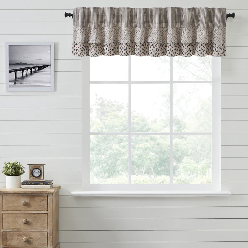 Cantonnière en coton taupe clair Bahari, H 16 po x l 90 po