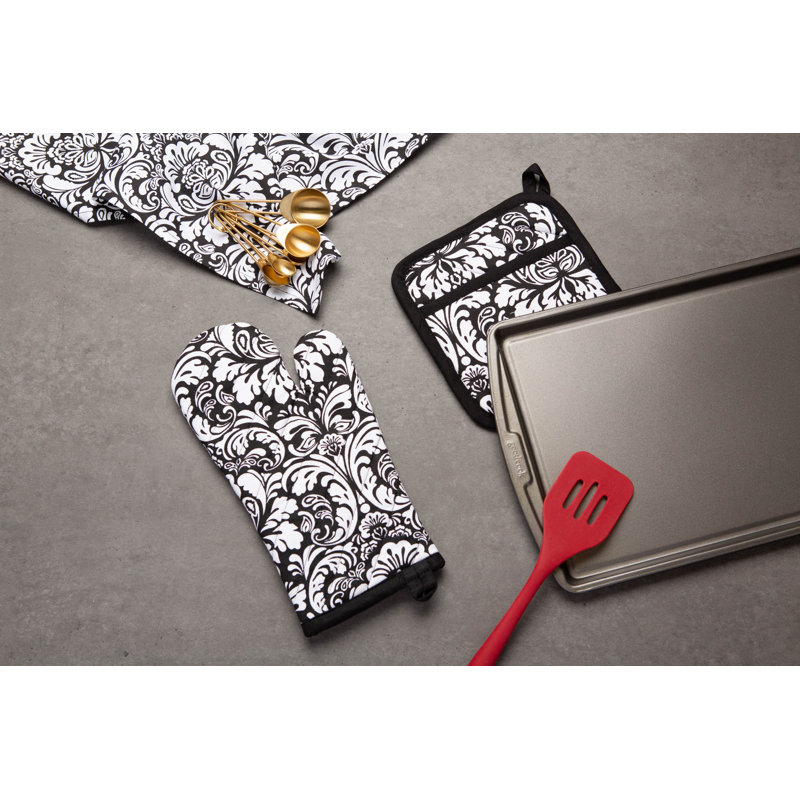 Angelia Cotton Waffle Dish Cloth Kitchen Towel, Black