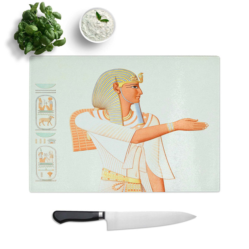 Tempered Glass Pharaoh Merneptah-Hotephimat by Emile Prisse D'Avennes Chopping Board, 39 cm W x 28.5 cm L