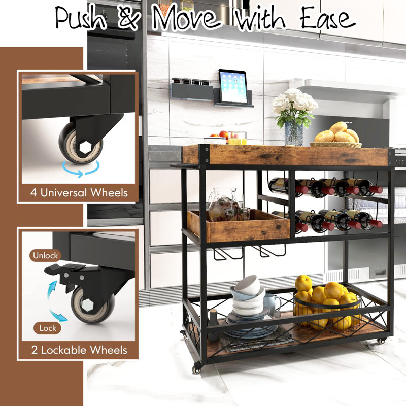 Ahnjayla Wood Kitchen Cart