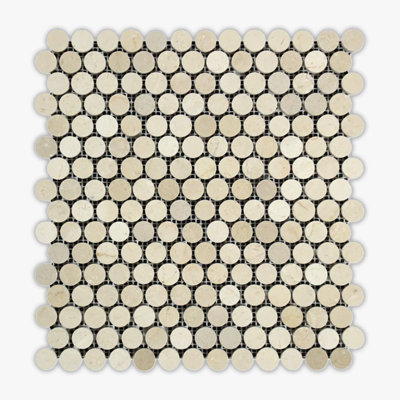 Marble Penny Round Mosaic Wall & Floor Tile -  Direct Stone Source, WOX10141-MPN