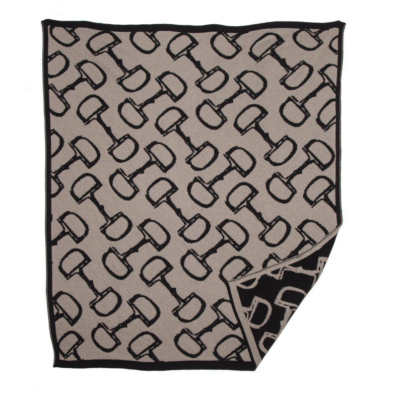 Knitted Throw Blanket, Hemp/Black