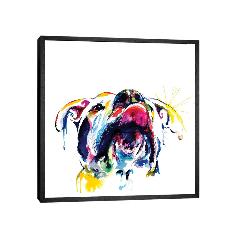 Smile by Weekday Best - Painting on Canvas, 45.72 cm H x 45.72 cm W, Black Framed
