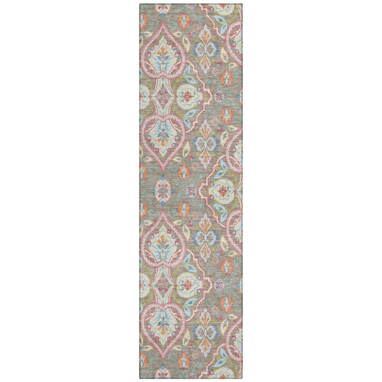 Machine Washable Indoor/Outdoor Husby ACN2207 Bohemian Rug