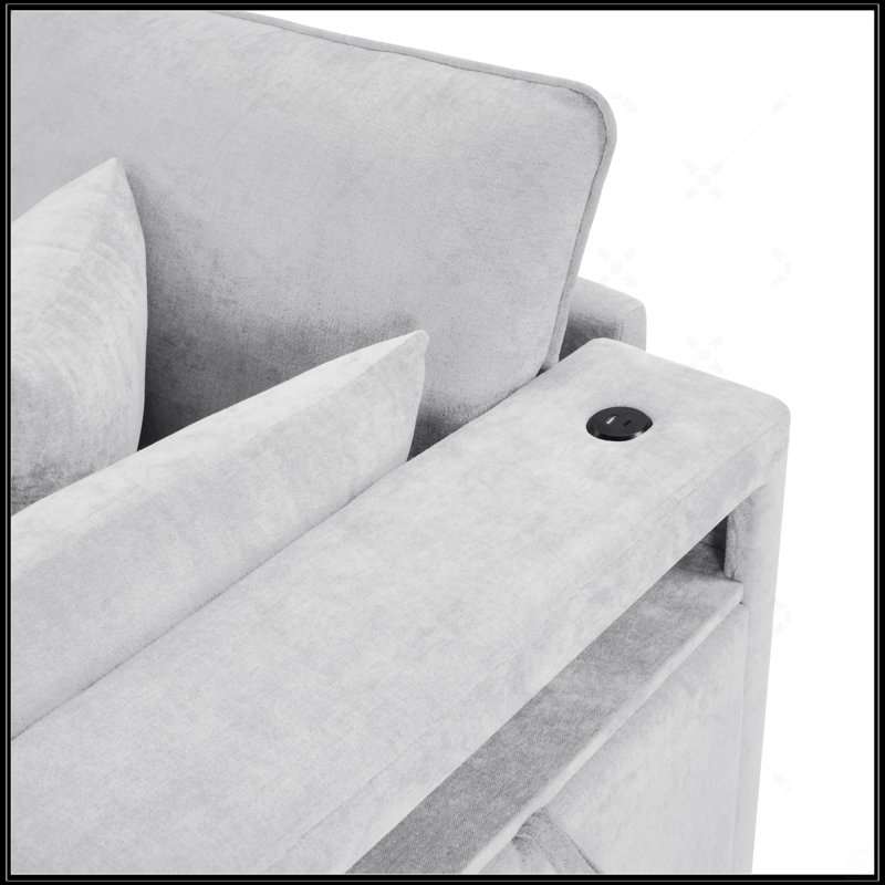 Canapé modulaire moderne en forme de U et de L avec repose-pieds mobile, accoudoirs de rangement, ports USB et configurations polyvalentes