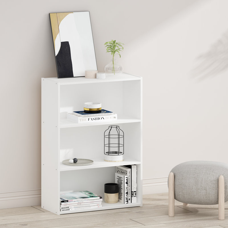 Kylee 3-Tier Open Shelf Bookcase, (3 Shelves) 80cm H x 60cm W x 24cm D, Plain White