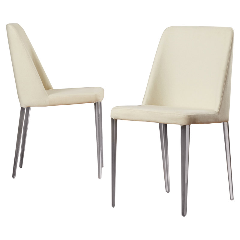 Chaise de salle à manger rembourrée Chromium, Crème au beurre