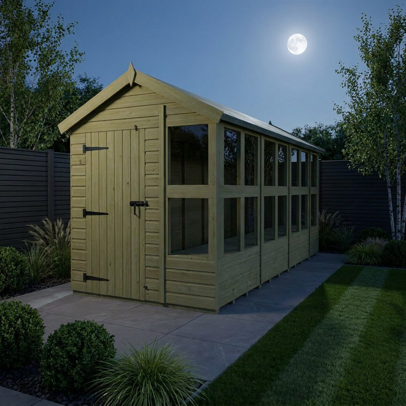 Total Sheds 14ft x 6ft Apex Potting Shed - Built-in Two-Tier Bench - Pressure Treated Timber - UK Manufactured