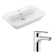 WS Bath Collections Edge 17.3'' Glossy White Ceramic U-Shaped Bathroom Sink with Faucet and Overflow