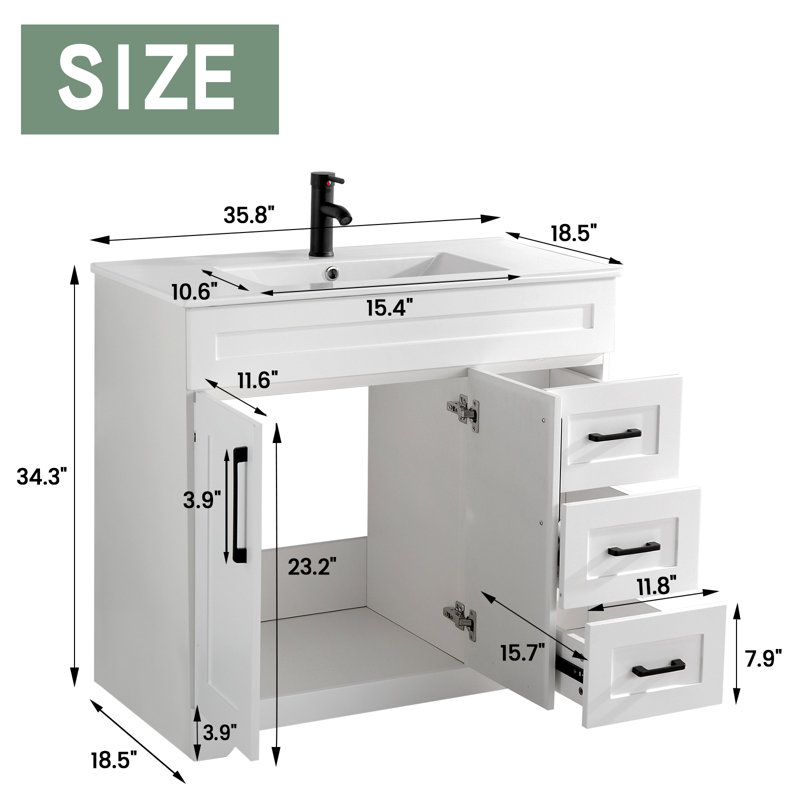 Ensemble de meuble-lavabo simple 35,4 po Taneem