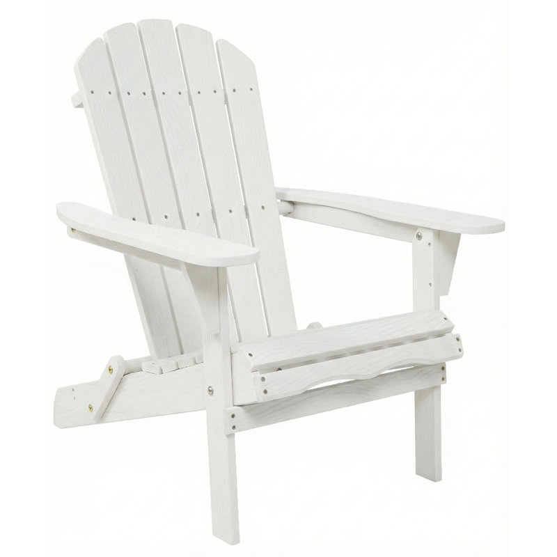 Chaise de patio en bois pour le jardin Chaise d'extérieur pliante en bois Adirondack, White