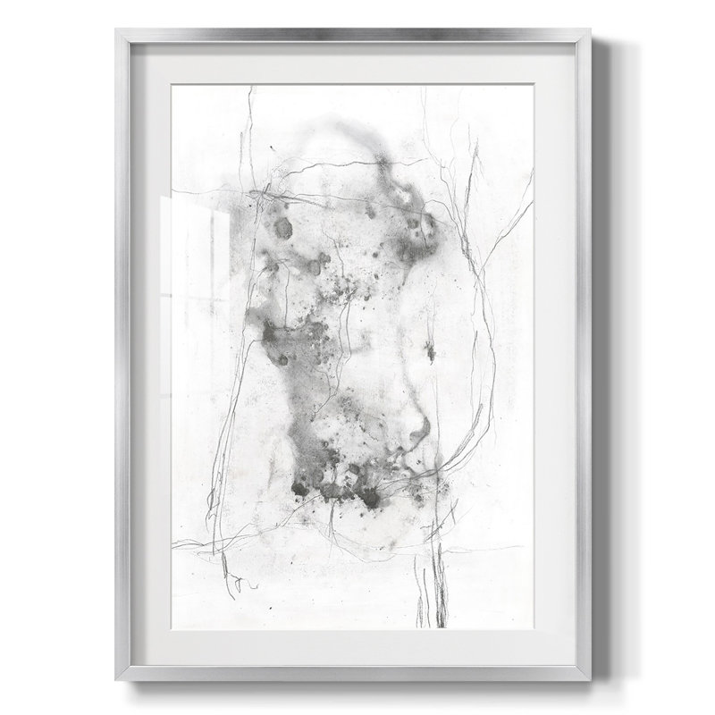 «Shimmering Neutral II», art mural mat et encadré sous verre acrylique, Papier avec cadre argenté, Blanc