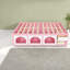 Lit plateforme moderne en bois avec rangement, rose et blanc, chambre confortable