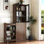 Armoire de rangement H 70,87 po, étagère de rangement coulissante multi-fonctions à 4 niveaux et 2 portes en verre, garde-manger moderne en bois pour le salon ou la cuisine et la salle à manger-1521736207