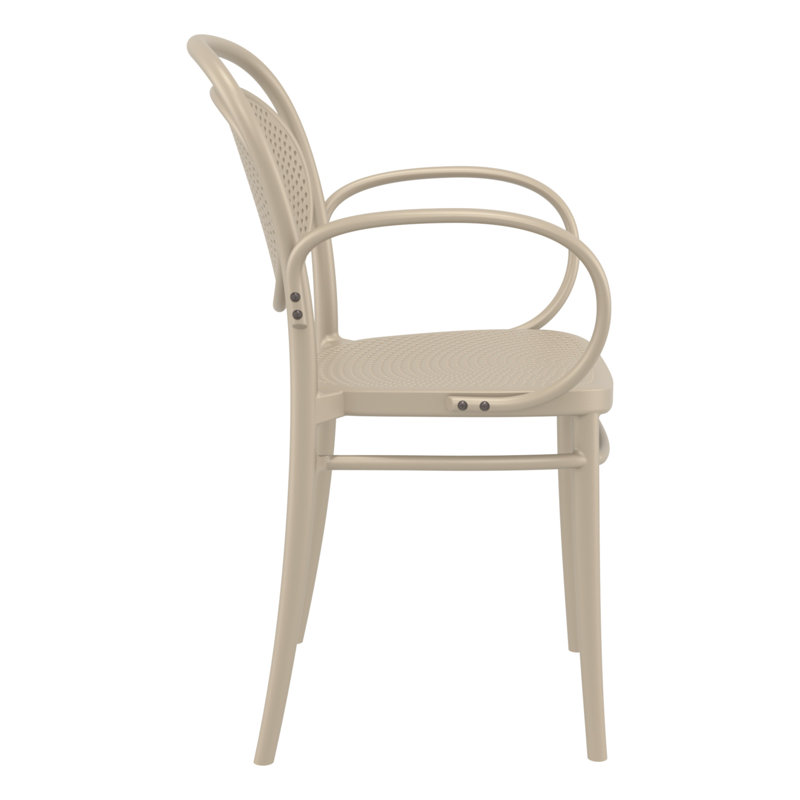 Farrah Stacking Patio Dining Armchair, Taupe