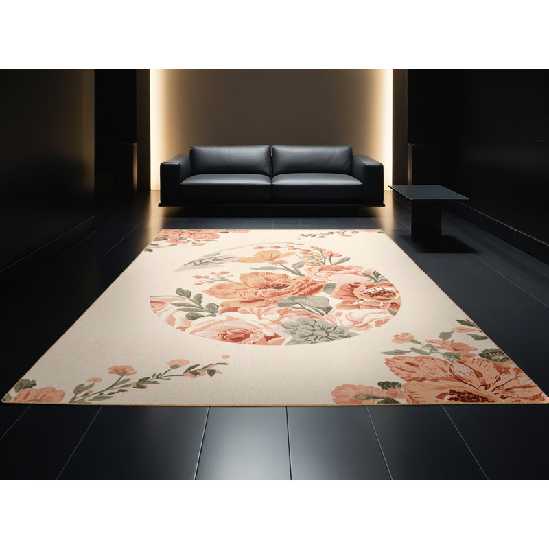 Soft Plush Feliz Easter Modern & Contemporary Abstract Area Rug in Beige – LightBrown Binding, 8x12