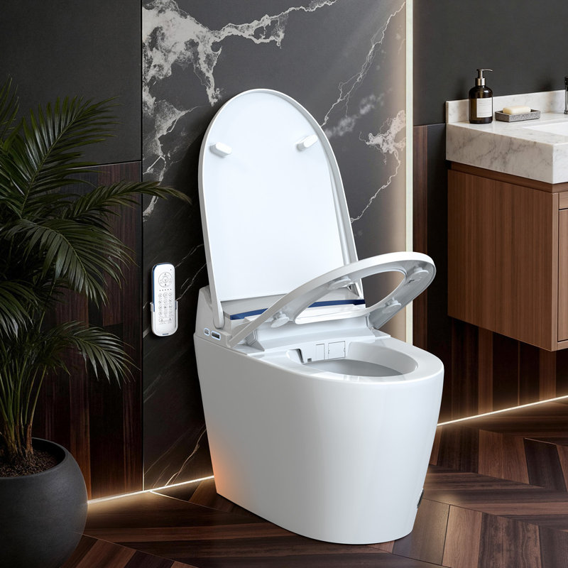 BCANHOME Smart Toilet with Tankless Bidet Wash, Auto Open Lid, 1.28 Gallons Auto Dual Flush, Heat Seat, Warm Wash/Dryer, Soft Closing, Remote Control