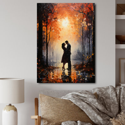 «Lorielle Romantic Couple Landscape Embraces The Sunset I», reproduction sur toile