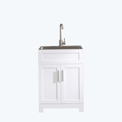 Ticha 24 " W Freestanding Standard Single Vanity Bathroom Vanity With Steel Top