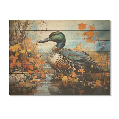 Canard bleu baroque élégance IV - animal canard sur bois