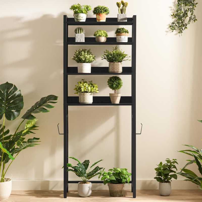 Support de rangement à 4 niveaux au-dessus de la toilette, Noir