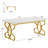 63" Large Executive Computer Desk for Home Office, White and Gold, Modern