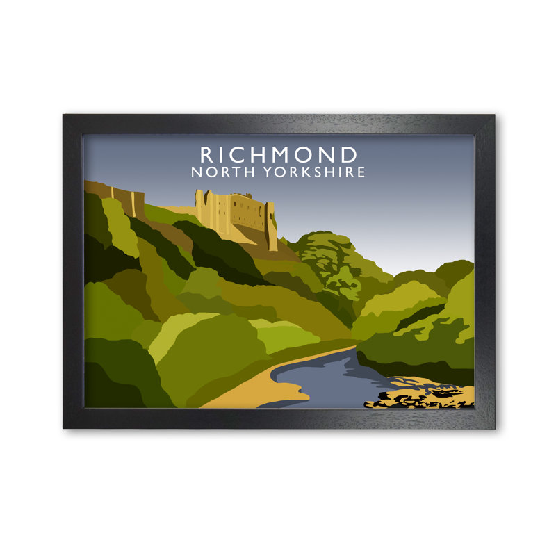 Richmond Castle North Yorkshire by Richard O'Neill - Single Picture Frame Print, 42 cm H x 594 cm W, Black