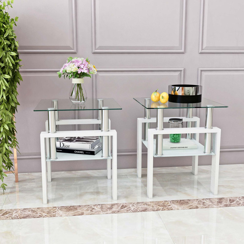 Ensemble de 2 tables basses modernes en verre trempé