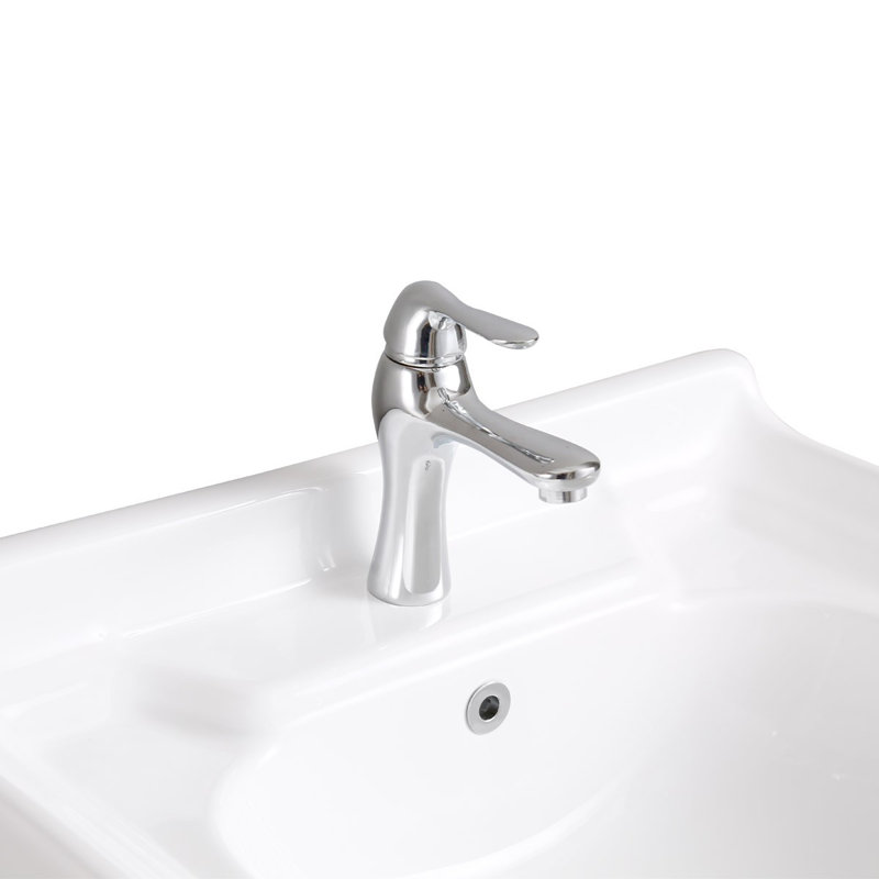 The Renovators Supply Inc. 23.625'' Gloss Square Bathroom Sink with Faucet and Overflow