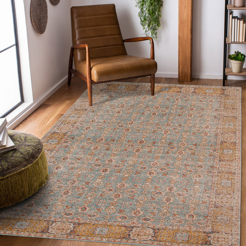Tapis d'intérieur rétro à tissage plat Botolphus, Rectangle 7 pi 6 po x 9 pi 6 po