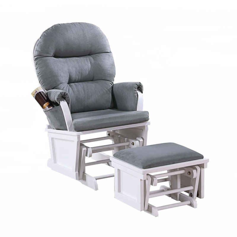 Fauteuil oscillant avec repose-pieds en microfibre gris